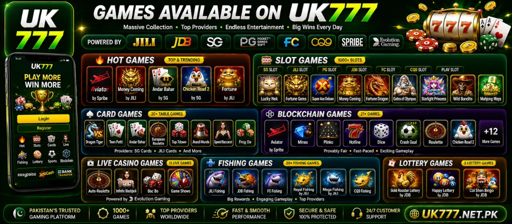 Games Available on UK777 uk777.net.pk